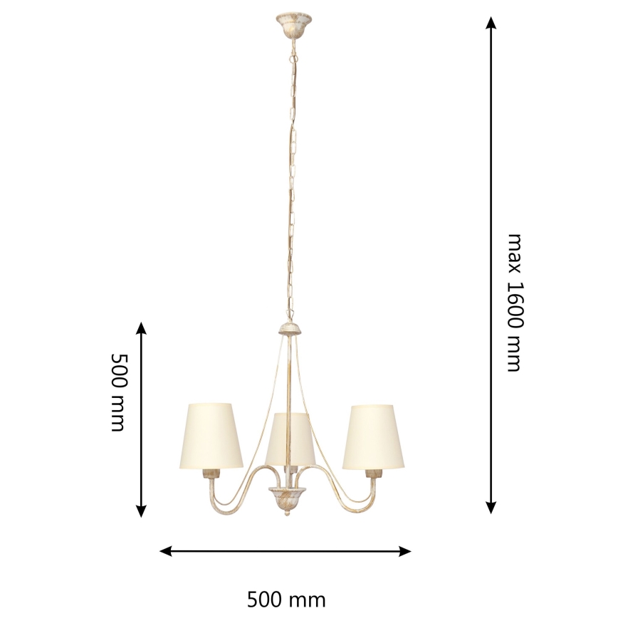 Candelabro suspenso MALBO 3xE27/15W/230V bege