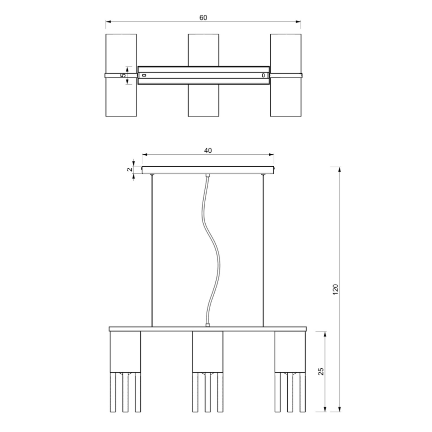 Candelabro suspenso MALM 3xE27/60W/230V
