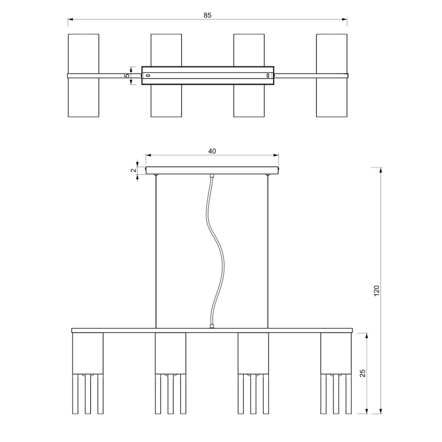 Candelabro suspenso MALM 4xE27/60W/230V