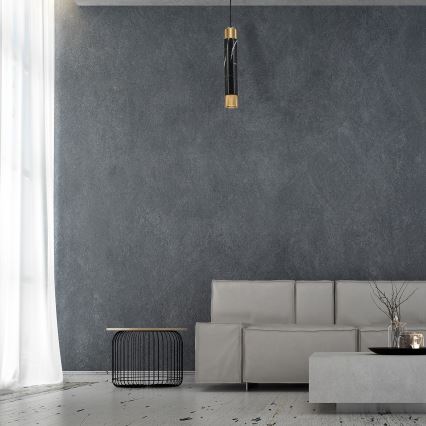 Candelabro suspenso MARBLE 1xGU10/8W/230V preto/dourado