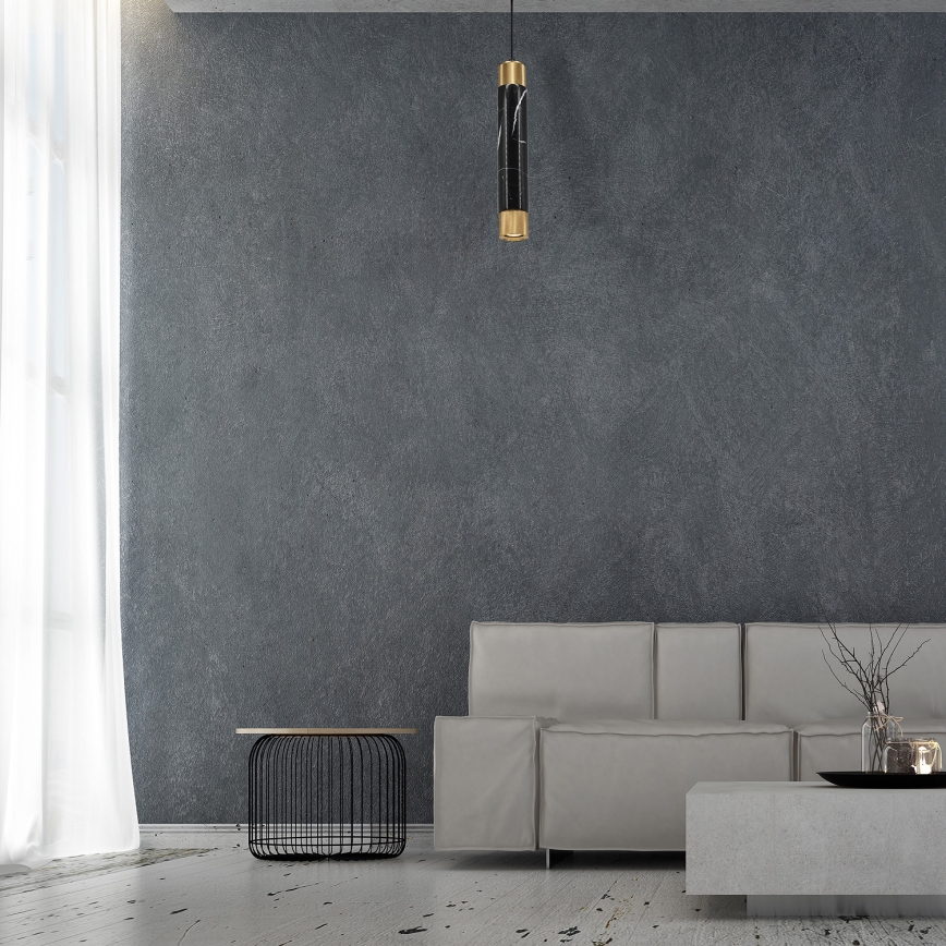 Candelabro suspenso MARBLE 1xGU10/8W/230V preto/dourado