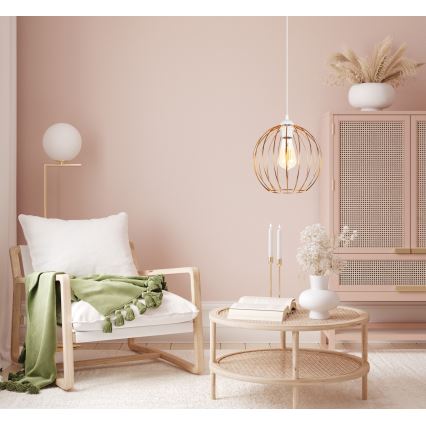Candelabro suspenso MATT 1xE27/60W/230V branco/cobre