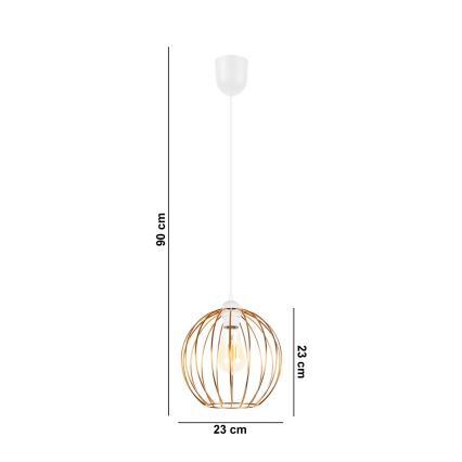 Candelabro suspenso MATT 1xE27/60W/230V branco/cobre