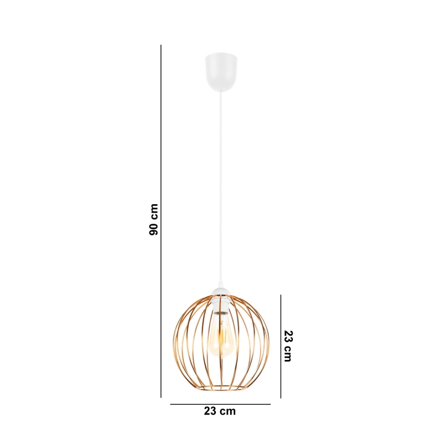 Candelabro suspenso MATT 1xE27/60W/230V branco/cobre