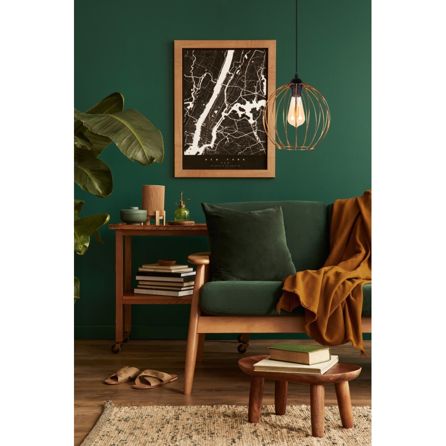 Candelabro suspenso MATT 1xE27/60W/230V preto/cobre