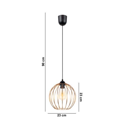 Candelabro suspenso MATT 1xE27/60W/230V preto/cobre