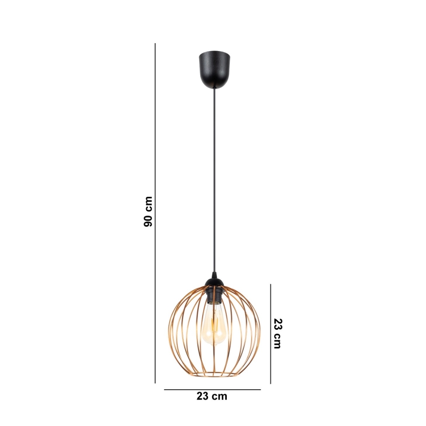 Candelabro suspenso MATT 1xE27/60W/230V preto/cobre