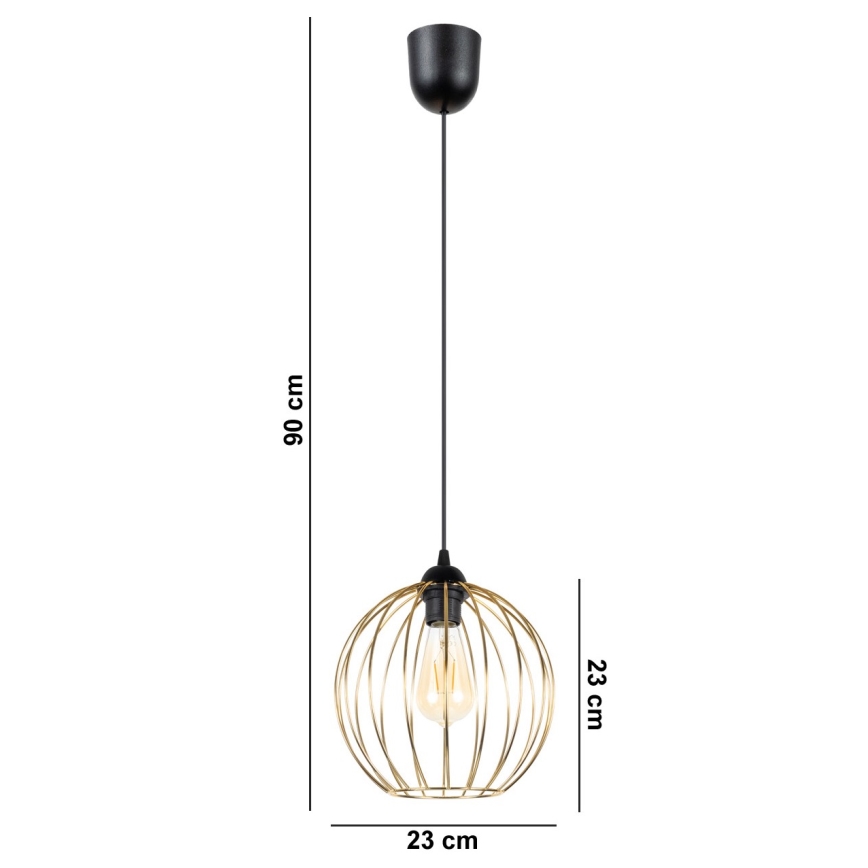 Candelabro suspenso MATT 1xE27/60W/230V preto/dourado