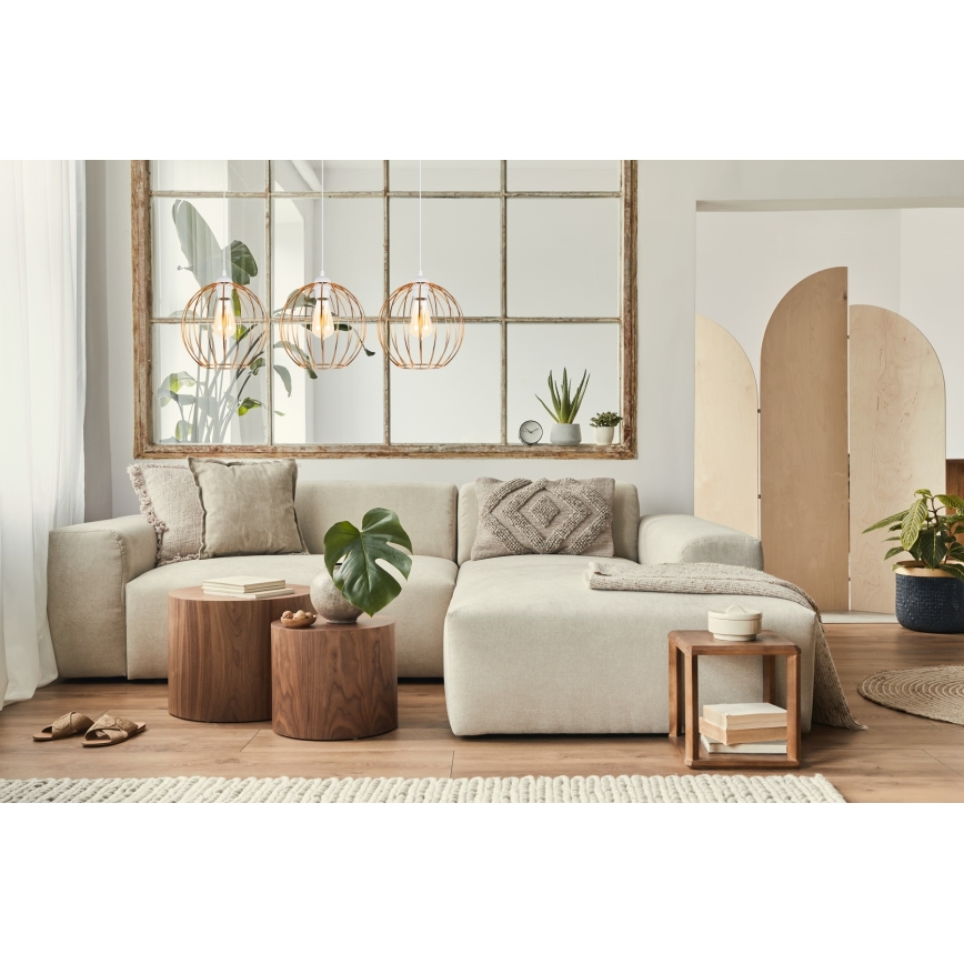 Candelabro suspenso MATT 3xE27/60W/230V branco/cobre