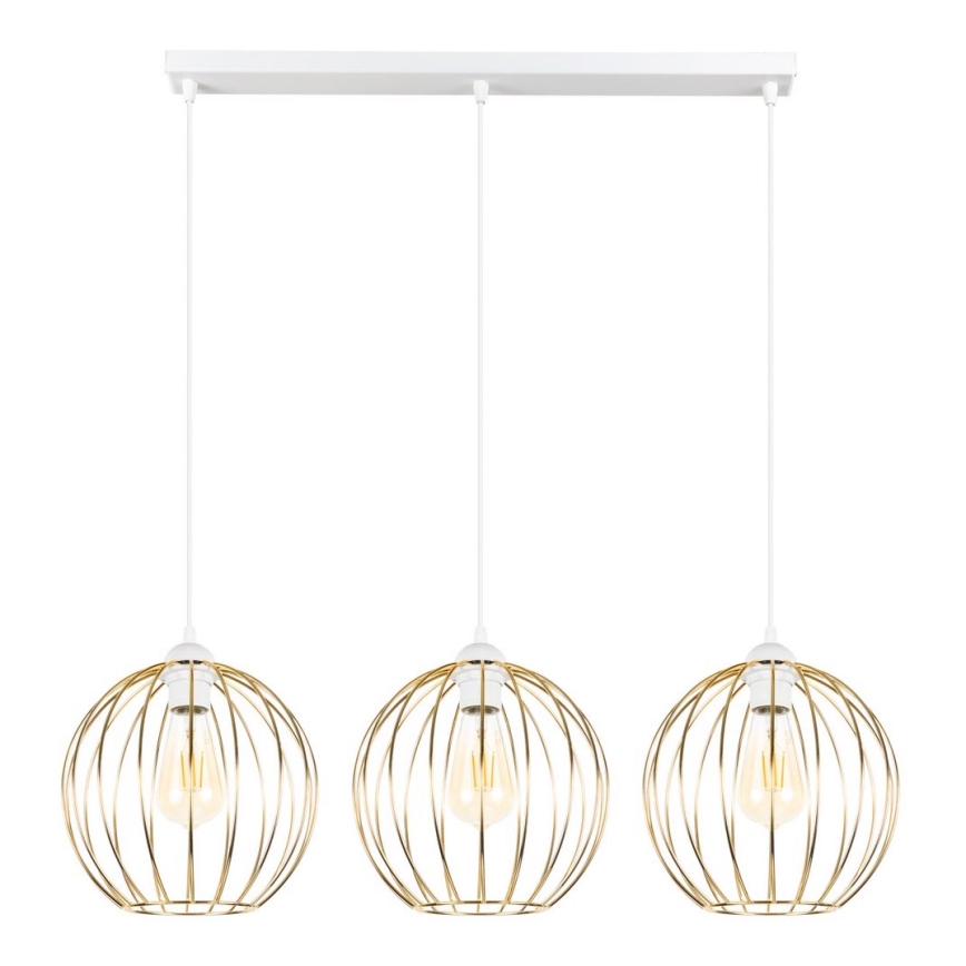 Candelabro suspenso MATT 3xE27/60W/230V branco/dourado
