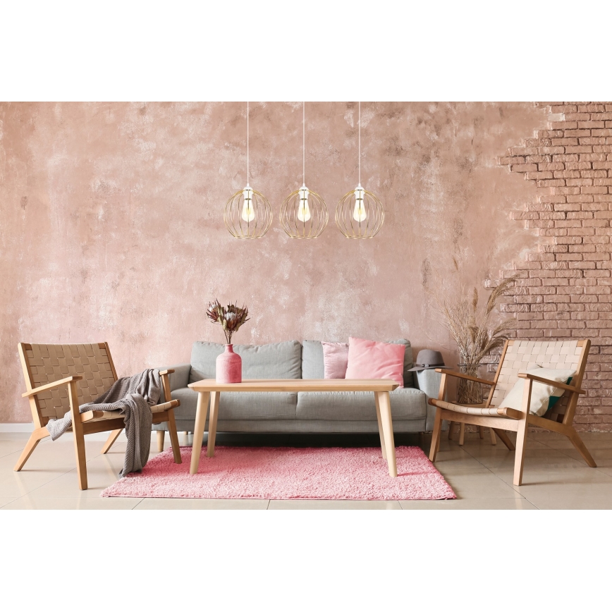 Candelabro suspenso MATT 3xE27/60W/230V branco/dourado