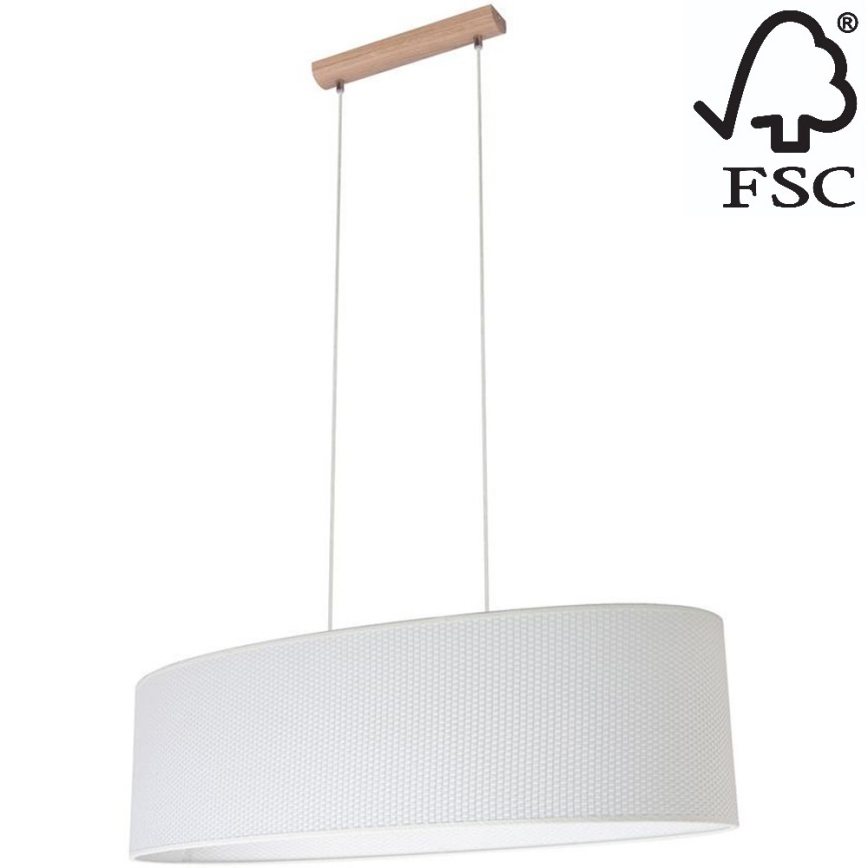 Candelabro suspenso MERCEDES 2xE27/40W/230V branco/carvalho – FSC certificado