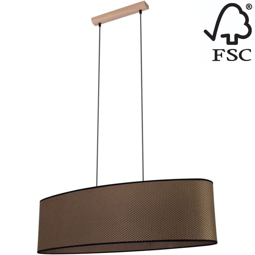 Candelabro suspenso MERCEDES 2xE27/40W/230V castanho/carvalho – FSC certificado