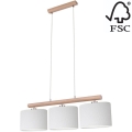 Candelabro suspenso MERCEDES 3xE27/40W/230V branco/carvalho – FSC certificado