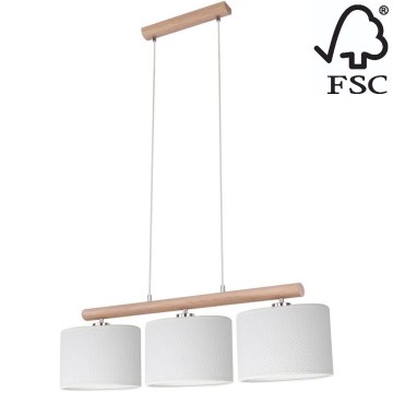 Candelabro suspenso MERCEDES 3xE27/40W/230V branco/carvalho – FSC certificado