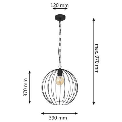 Candelabro suspenso MERCURE 1xE27/15W/230V preto