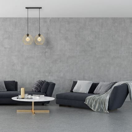 Candelabro suspenso MERCURE 2xE27/15W/230V dourada/preto