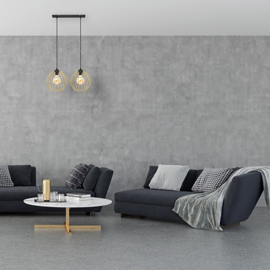 Candelabro suspenso MERCURE 2xE27/15W/230V dourada/preto