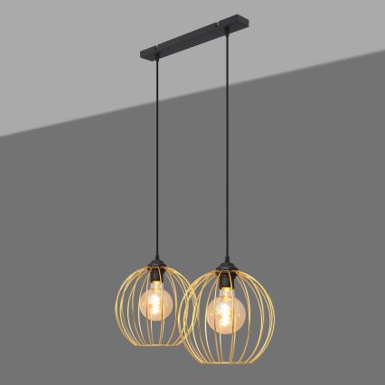 Candelabro suspenso MERCURE 2xE27/15W/230V dourada/preto