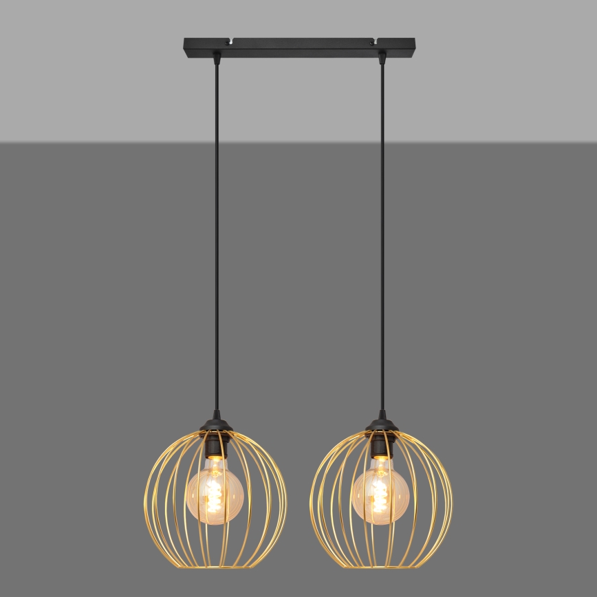 Candelabro suspenso MERCURE 2xE27/15W/230V dourada/preto