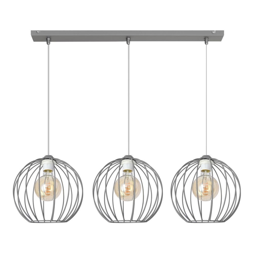 Candelabro suspenso MERCURE 3xE27/15W/230V cinzento
