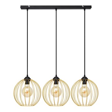 Candelabro suspenso MERCURE 3xE27/15W/230V dourada/preto