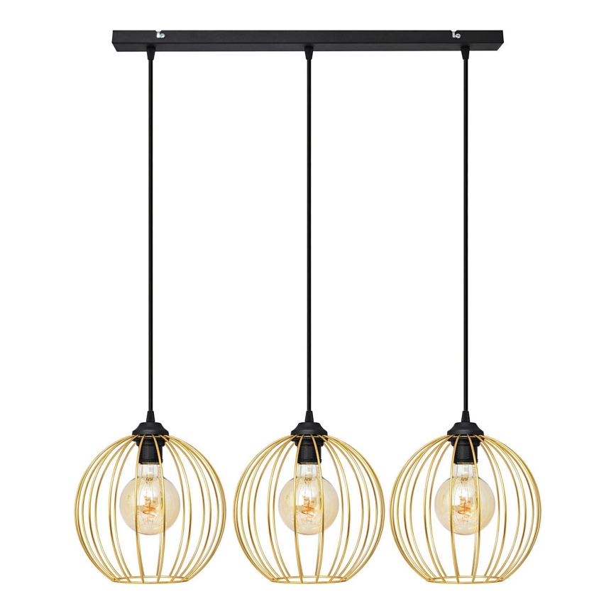 Candelabro suspenso MERCURE 3xE27/15W/230V dourada/preto