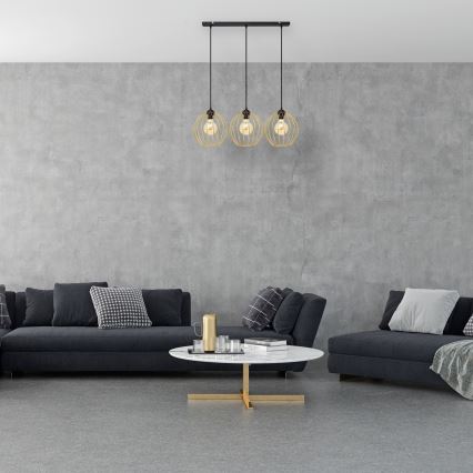 Candelabro suspenso MERCURE 3xE27/15W/230V dourada/preto