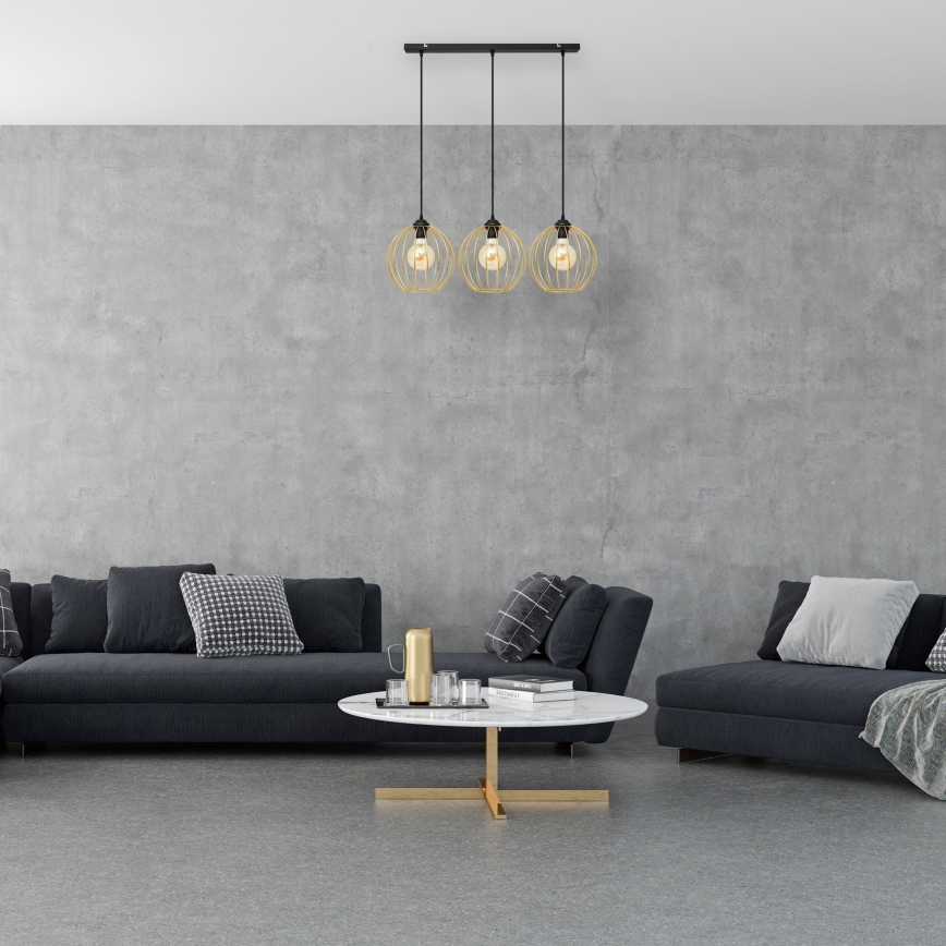 Candelabro suspenso MERCURE 3xE27/15W/230V dourada/preto