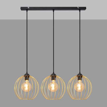 Candelabro suspenso MERCURE 3xE27/15W/230V dourada/preto