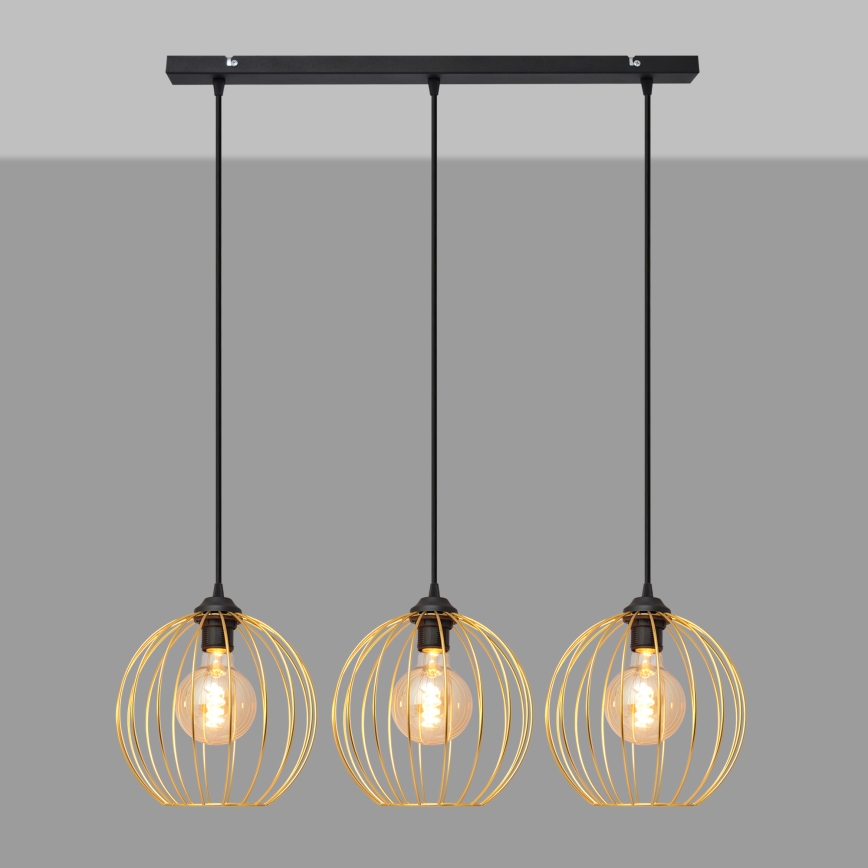 Candelabro suspenso MERCURE 3xE27/15W/230V dourada/preto