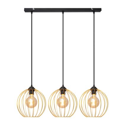 Candelabro suspenso MERCURE 3xE27/15W/230V dourada/preto