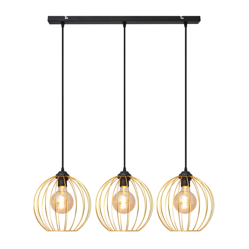 Candelabro suspenso MERCURE 3xE27/15W/230V dourada/preto