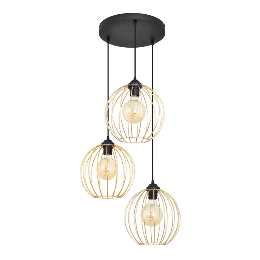Candelabro suspenso MERCURE 3xE27/15W/230V dourada/preto