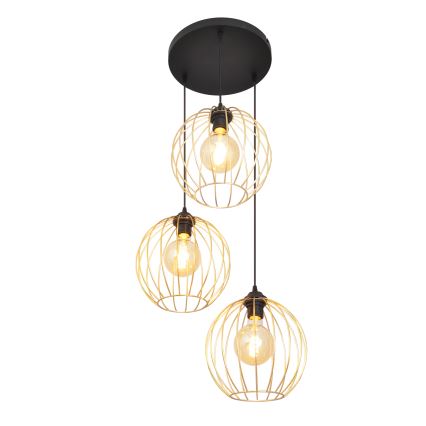 Candelabro suspenso MERCURE 3xE27/15W/230V dourada/preto
