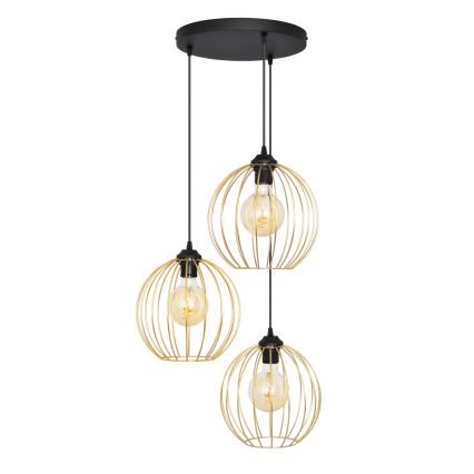 Candelabro suspenso MERCURE 3xE27/15W/230V dourada/preto