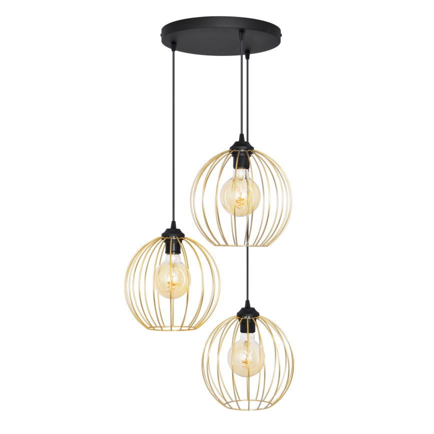 Candelabro suspenso MERCURE 3xE27/15W/230V dourada/preto