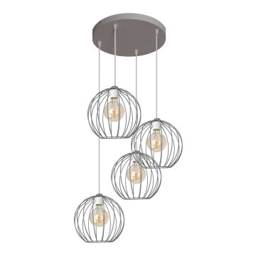 Candelabro suspenso MERCURE 4xE27/15W/230V cinzento