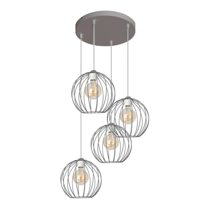 Candelabro suspenso MERCURE 4xE27/15W/230V cinzento