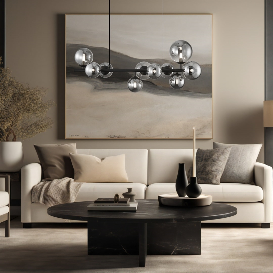 Candelabro suspenso MILA 10xG9/9W/230V preto/cinzento