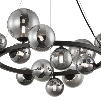 Candelabro suspenso MILA 14xG9/9W/230V preto/cinzento