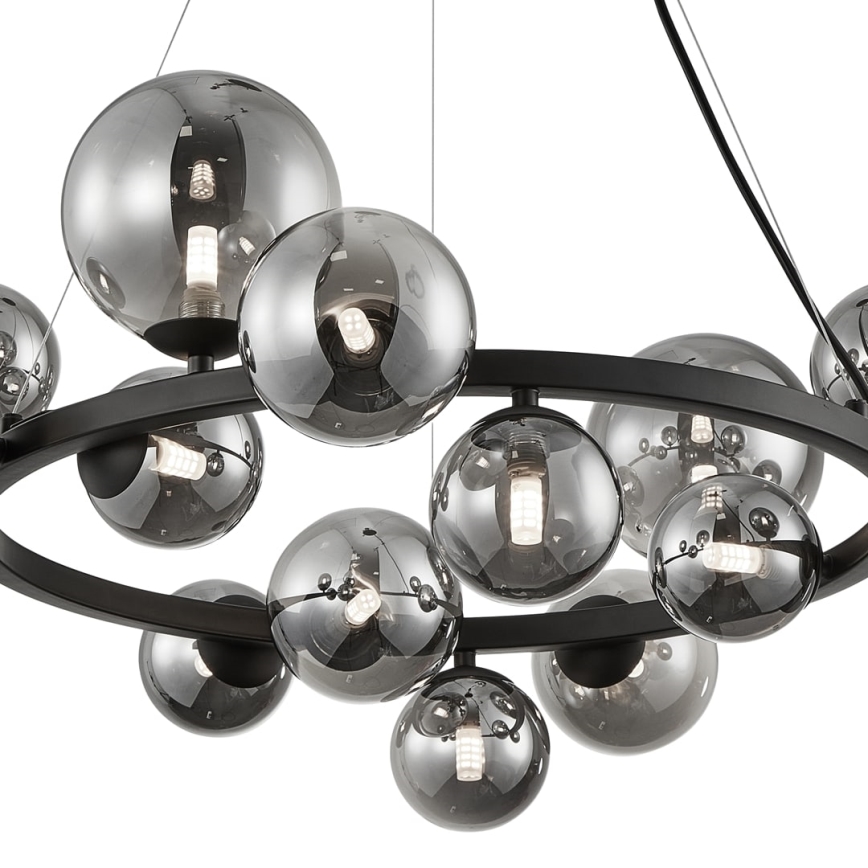 Candelabro suspenso MILA 14xG9/9W/230V preto/cinzento