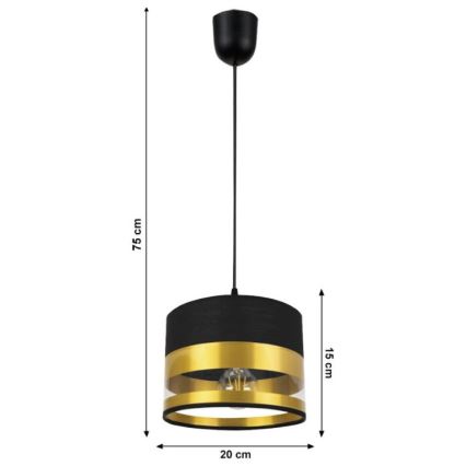Candelabro suspenso MILO 1xE27/60W/230V dourado/preto
