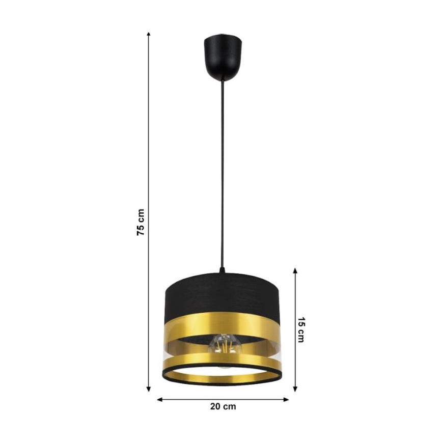 Candelabro suspenso MILO 1xE27/60W/230V dourado/preto