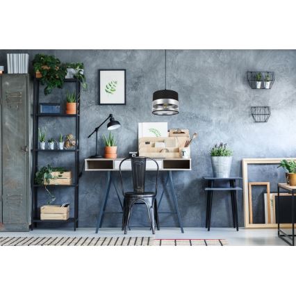 Candelabro suspenso MILO 1xE27/60W/230V prateado/preto