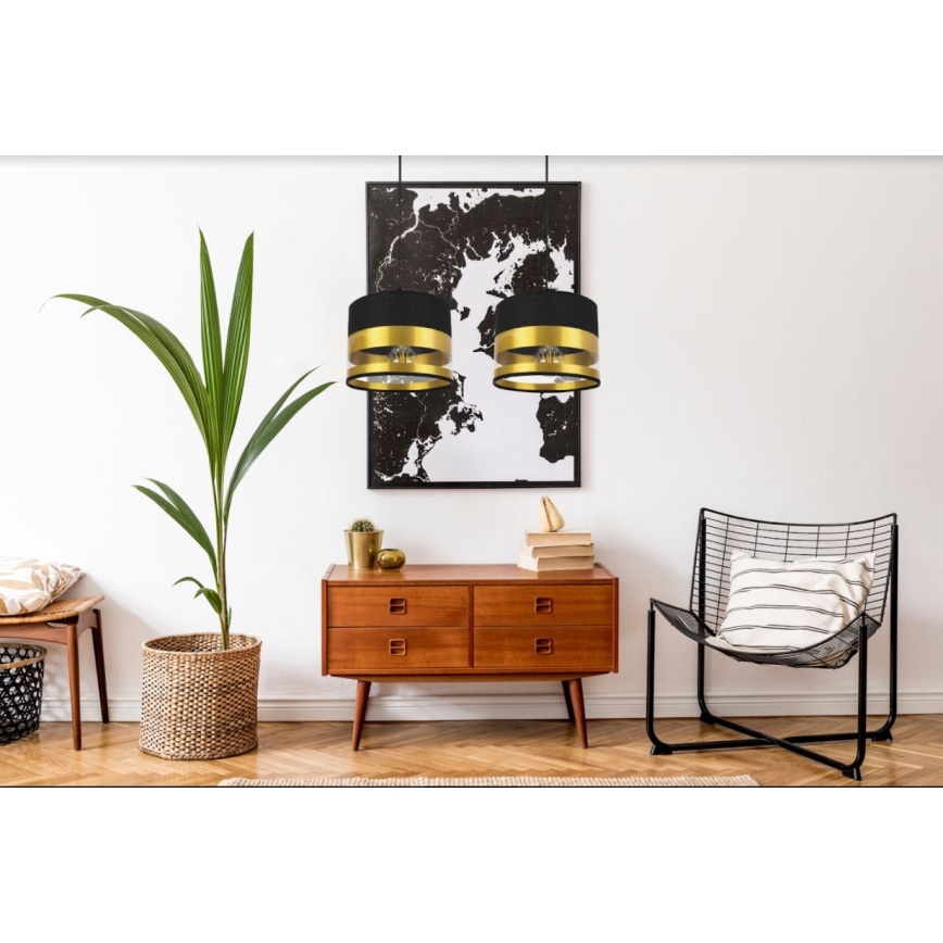 Candelabro suspenso MILO 2xE27/60W/230V dourado/preto