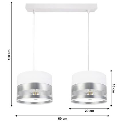 Candelabro suspenso MILO 2xE27/60W/230V prateado