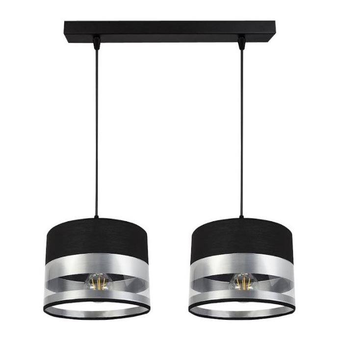 Candelabro suspenso MILO 2xE27/60W/230V prateado/preto