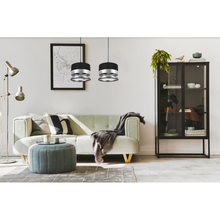 Candelabro suspenso MILO 2xE27/60W/230V prateado/preto