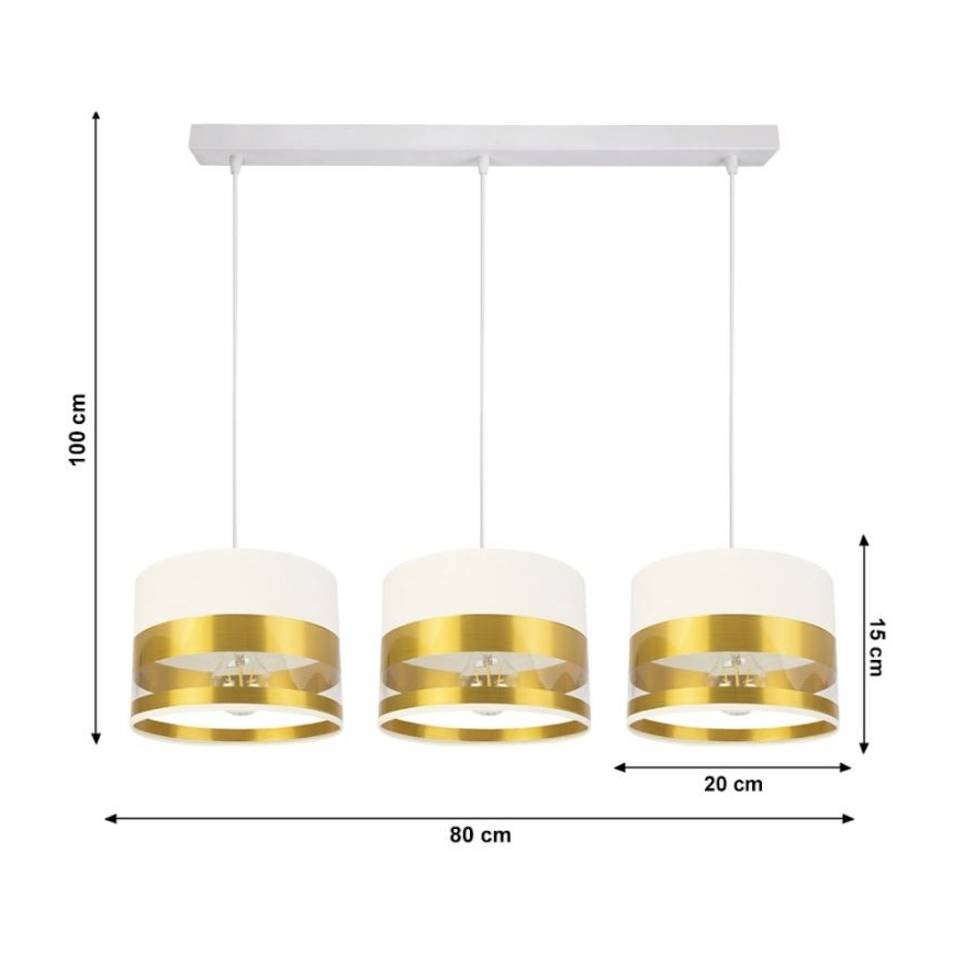 Candelabro suspenso MILO 3xE27/60W/230V dourado
